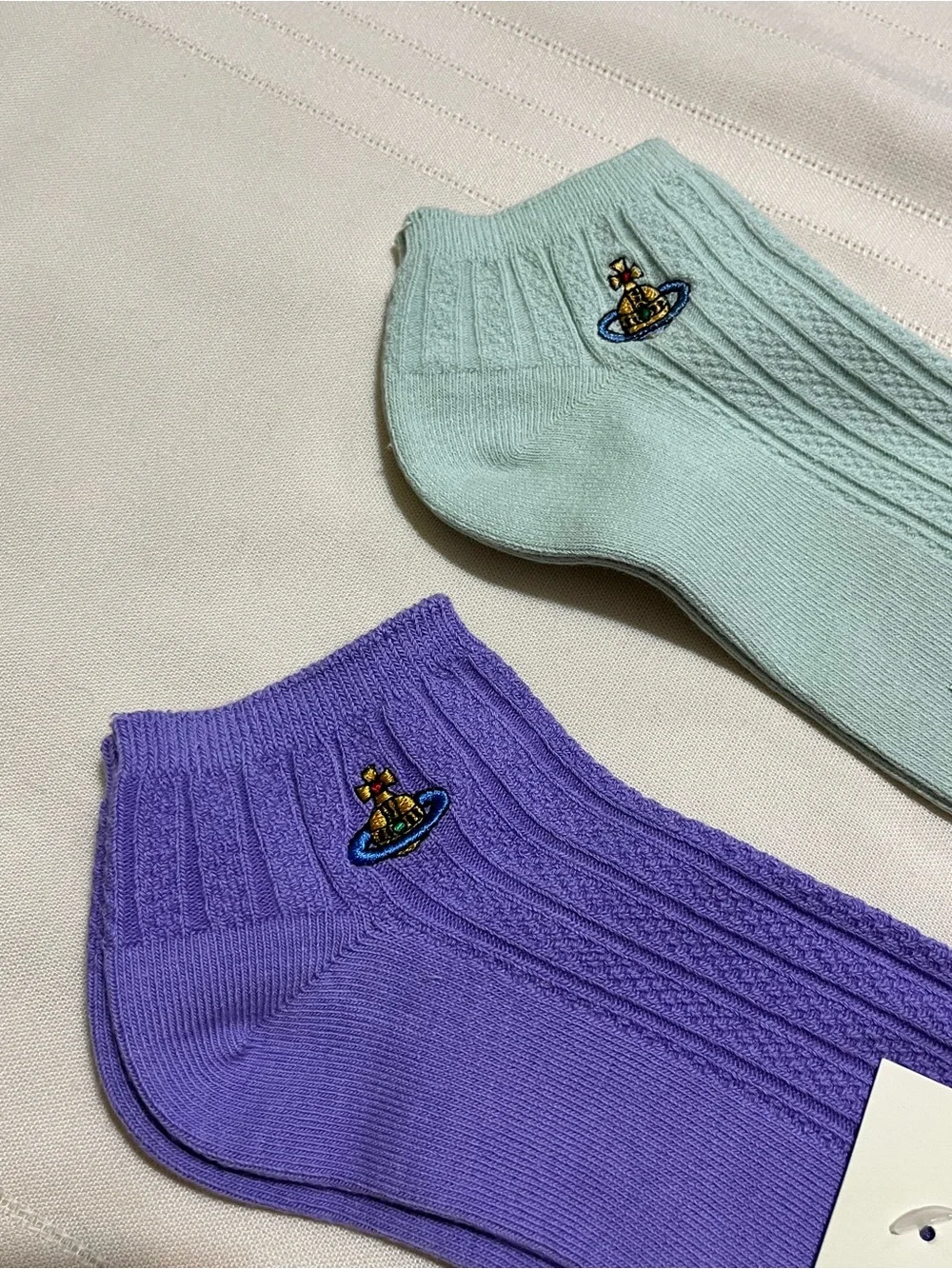 Vivienne Westwood Ankle Socks in Mint, Violet & Taupe - 3-Pack